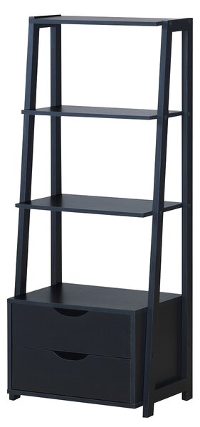 Costway Scaffale a scaletta di legno moderno a 4 livelli, Organizzatore di stoccaggio con cassetti per fiori Nero