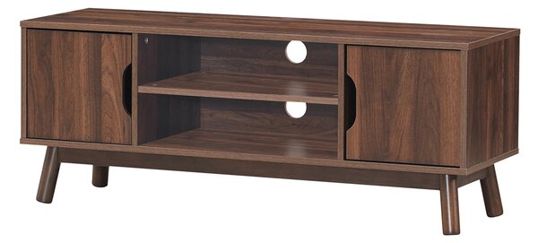 Costway Mobile TV fino a 110cm rustico industriale di legno, Organizer multiuso con ripiano aperto 2 armadietti Marrone