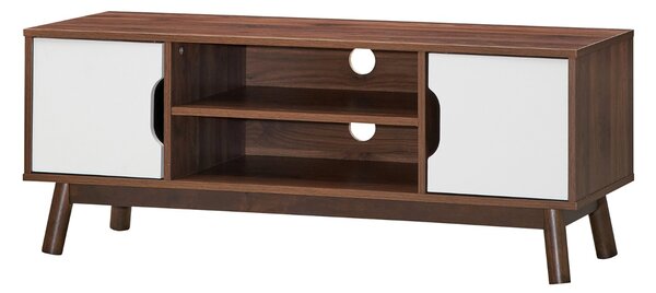 Costway Mobile TV fino a 110cm rustico industriale di legno, Organizer multiuso con ripiano aperto 2 armadietti Bianco