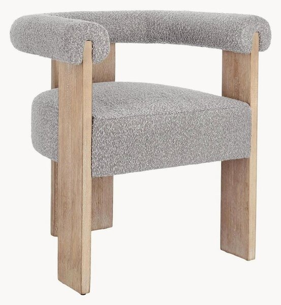 Sedia da pranzo in bouclé e legno di gomma con braccioli Agape