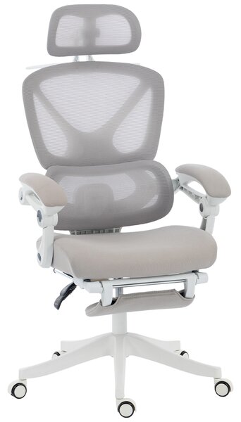 HOMCOM Sedia da ufficio ergonomica reclinabile in rete con poggiatesta regolabile, grigio | Aosom Italy