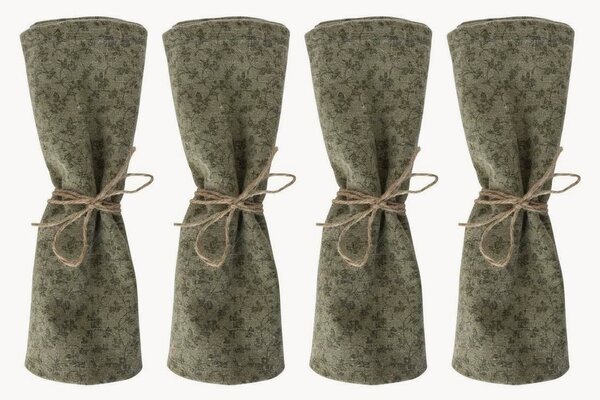Set di 4 tovaglioli in lino Wild Clematis