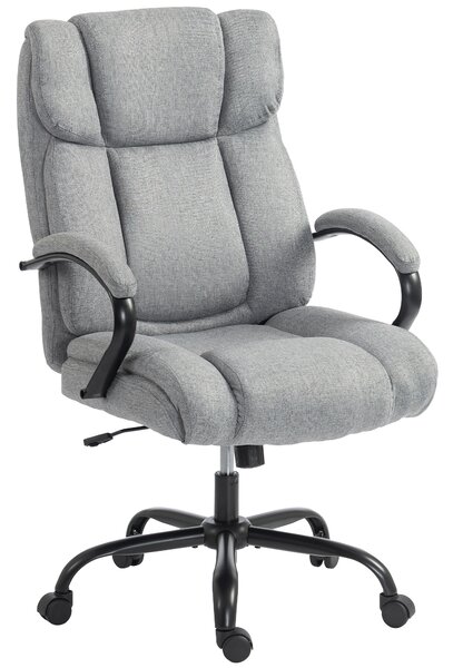 Vinsetto Sedia Ufficio Ergonomica in Tessuto Effetto Lino, Portata 220kg, Girevole, Altezza Regolabile, Grigio Chiaro | Aosom Italy