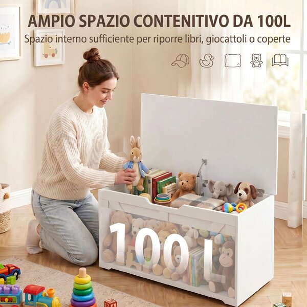 HOMCOM Cassapanca con Cerniera di Sicurezza e Presa a U, Portata 136 kg | Aosom Italy