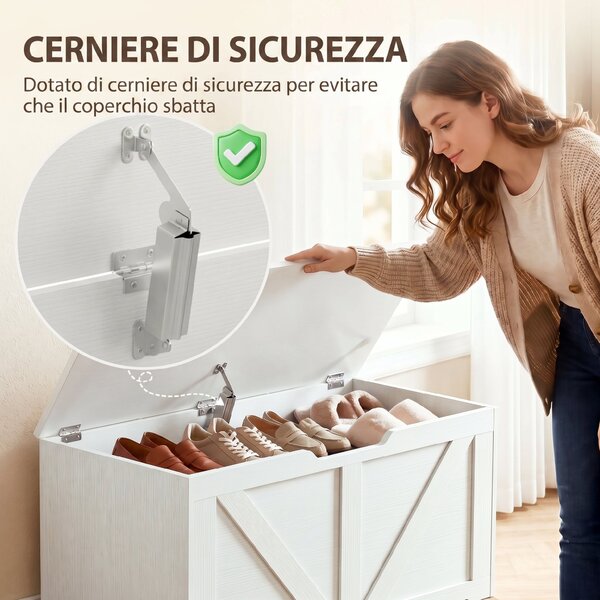 HOMCOM Cassapanca con Cerniera di Sicurezza e Presa a U, Portata 136 kg | Aosom Italy