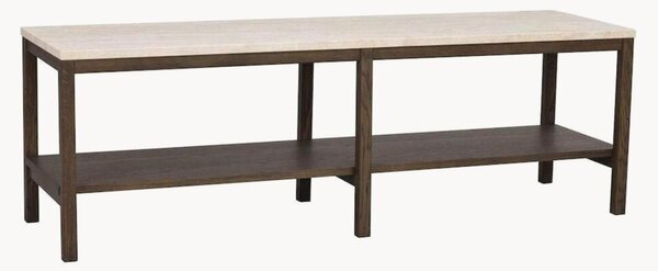 Tavolino da salotto in legno di quercia con piano in travertino Orwel