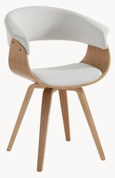 Sedia con braccioli in similpelle effetto legno Visby
