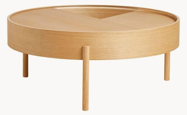 Tavolino rotondo da salotto in legno con vano contenitore Arc