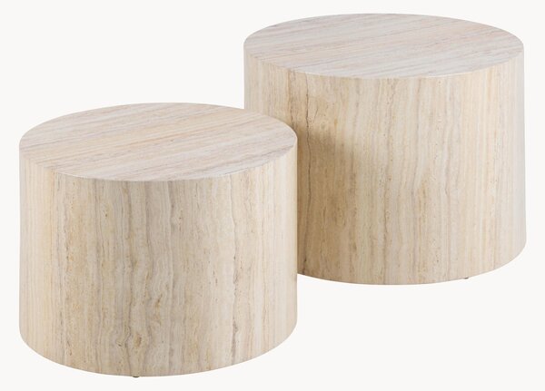 Set di 2 tavolini da salotto effetto travertino Dice