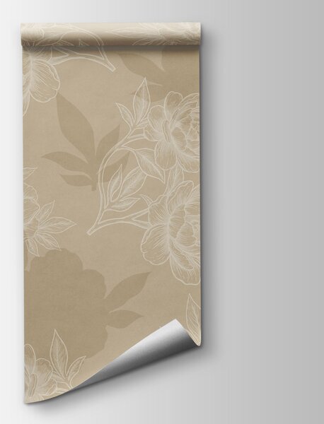 Carta da parati Carta da parati con fiori e foglie, Carta da parati Floreale, Carta da parati popolare, t00864 - Tapeko.it
