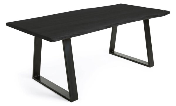 Tavolo Alaia in legno massello di acacia nero e gambe in acciaio nero 180 x 90 cm