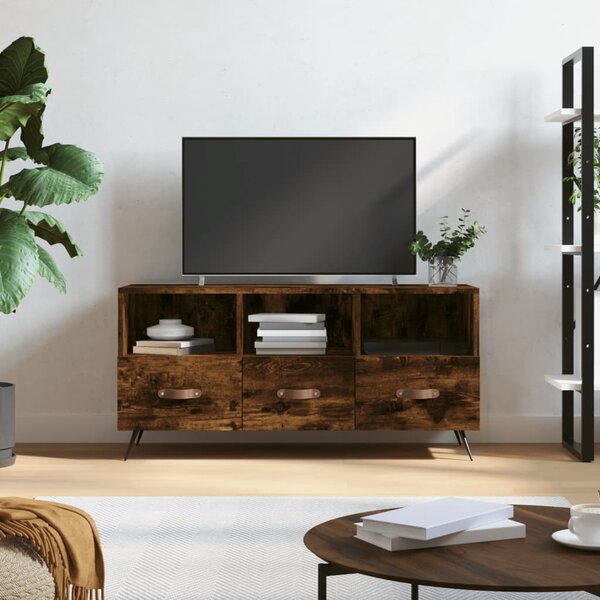 Mobile Porta TV Rovere Fumo 102x36x50 cm in Legno Multistrato