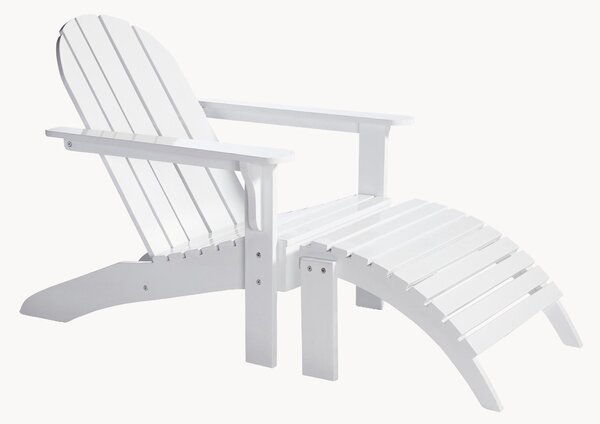 Sedia a sdraio da giardino in mogano fatto a mano con sgabello Adirondack, set di 2