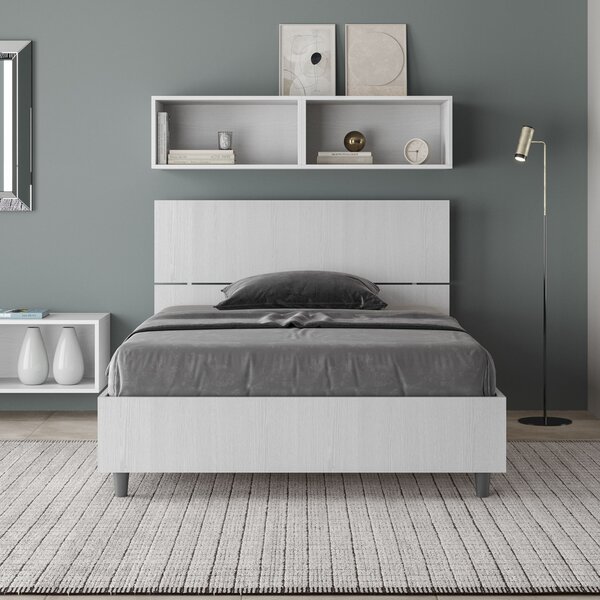 Letto 1 Piazza E Mezzo 120x190 cm Senza Rete Testata Inclinata in Nobilitato Demas Bianco Frassino
