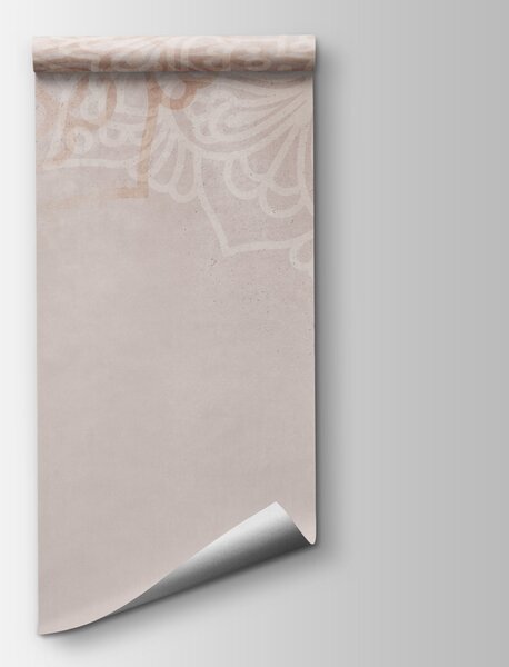Carta da parati Sfondo bianco e rosa con mandala bianchi, Carta da parati le piume, Carta da parati popolare, t00873 - Tapeko.it