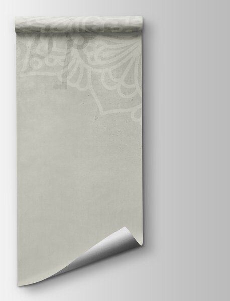 Carta da parati Sfondo bianco e grigio con mandala bianchi, Carta da parati le piume, Carta da parati popolare, t00873v1 - Tapeko.it