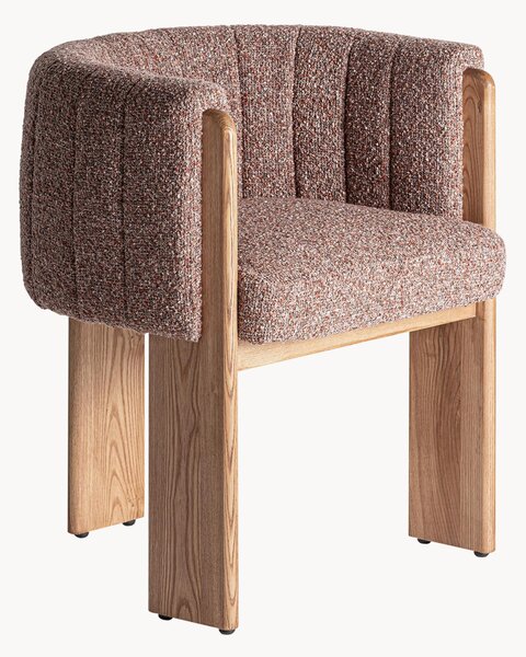 Sedia con braccioli imbottita in legno di quercia Cluny