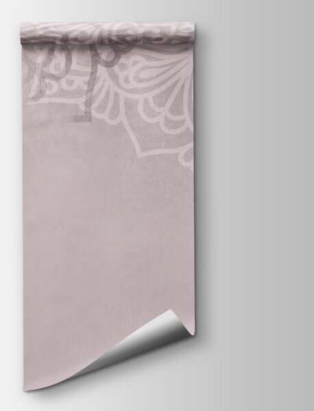 Carta da parati Sfondo bianco e rosa con mandala bianchi, Carta da parati le piume, Carta da parati popolare, t00873v2 - Tapeko.it