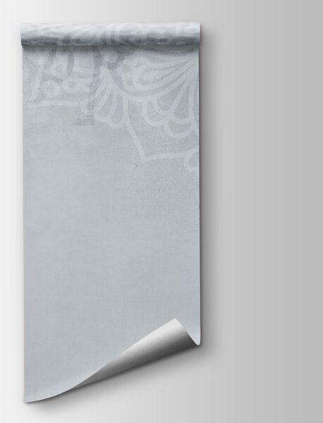 Carta da parati Sfondo bianco e grigio con mandala bianchi, Carta da parati le piume, Carta da parati popolare, t00873v3 - Tapeko.it