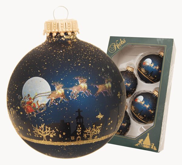 Set di 4 palline di Natale dipinte a mano Midnight Before Christmas
