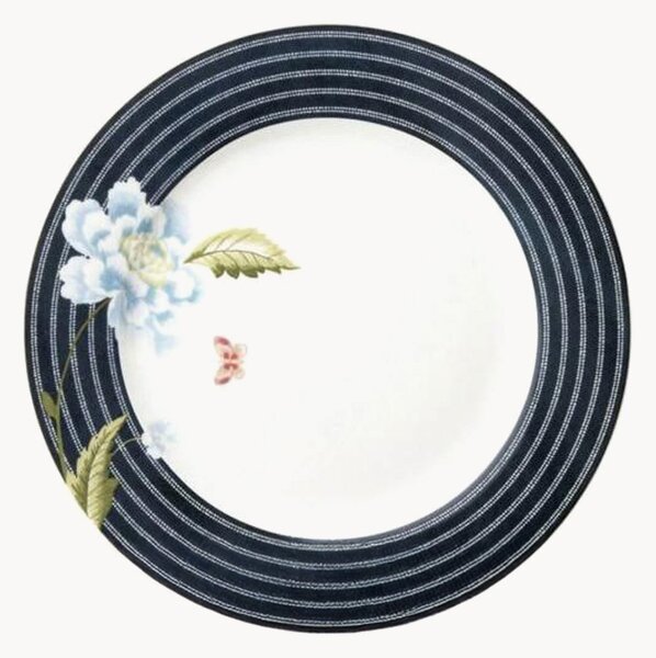 Set di 4 piatti da colazione in porcellana Midnight Candy Stripe