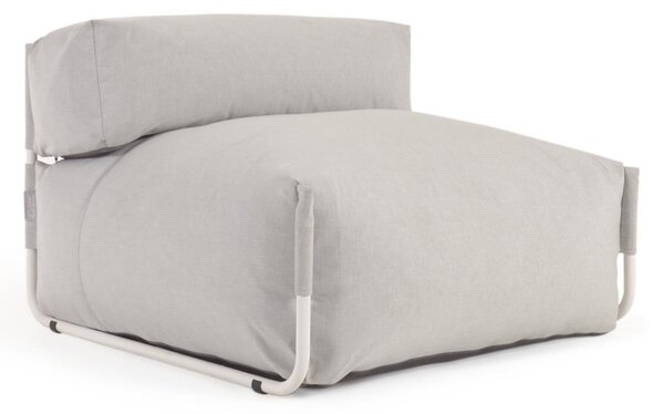 Pouf divano modulare schienale 100%outdoor Square grigio chiaro alluminio bianco 101x101cm