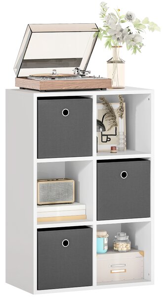 HOMCOM Mobile Multiuso con 6 Scomparti e 3 Cassetti in Tessuto, 53,7x30x79,8 cm, Grigio | Aosom Italy