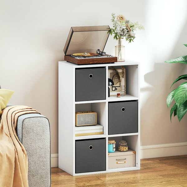 HOMCOM Mobile Multiuso con 6 Scomparti e 3 Cassetti in Tessuto, 53,7x30x79,8 cm, Grigio | Aosom Italy