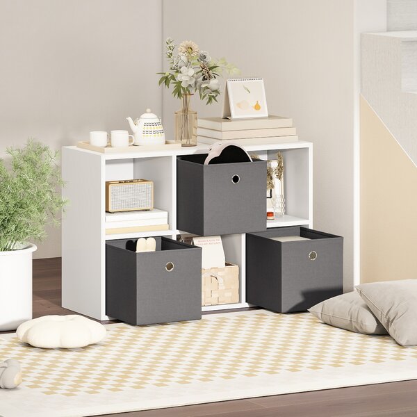 HOMCOM Mobile Multiuso con 6 Scomparti e 3 Cassetti in Tessuto, 53,7x30x79,8 cm, Grigio | Aosom Italy