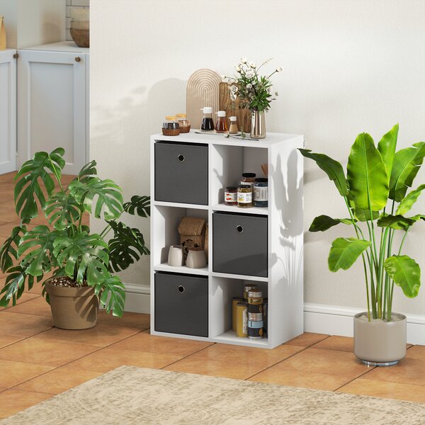 HOMCOM Mobile Multiuso con 6 Scomparti e 3 Cassetti in Tessuto, 53,7x30x79,8 cm, Grigio | Aosom Italy