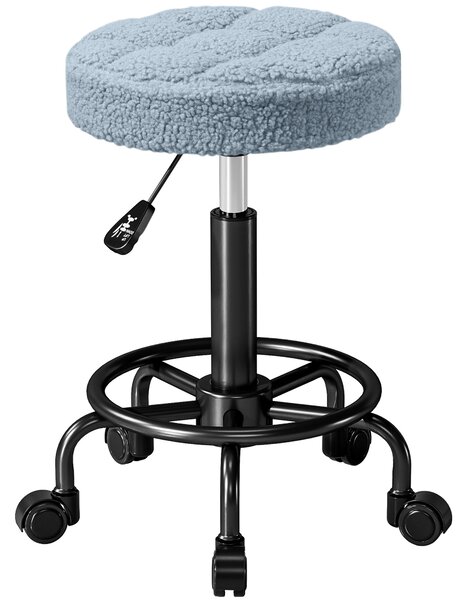 HOMCOM Sgabello Girevole Rotondo con Ruote e Altezza Regolabile, Seduta rivestita in Tessuto, 50x50x66 cm, Blu | Aosom Italy