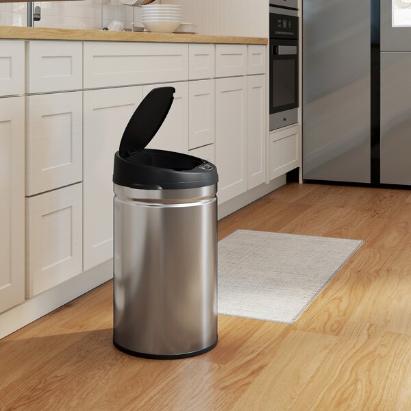 HOMCOM Secchio della Spazzatura Cucina Automatico 30 L Sensore Infrarossi Chiusura Automatica Antimacchia Acciaio Inossidabile Argento | Aosom Italy