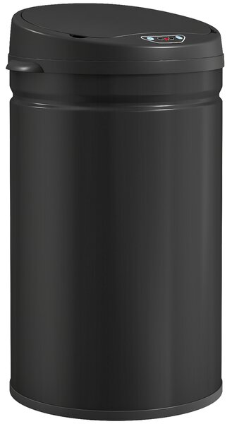 HOMCOM Bidone della Spazzatura da Cucina Automatico 30 L Sensore Infrarossi Chiusura Automatica Antimacchie Acciaio Inox Nero | Aosom Italy