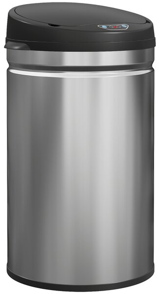 HOMCOM Secchio della Spazzatura Cucina Automatico 30 L Sensore Infrarossi Chiusura Automatica Antimacchia Acciaio Inossidabile Argento | Aosom Italy