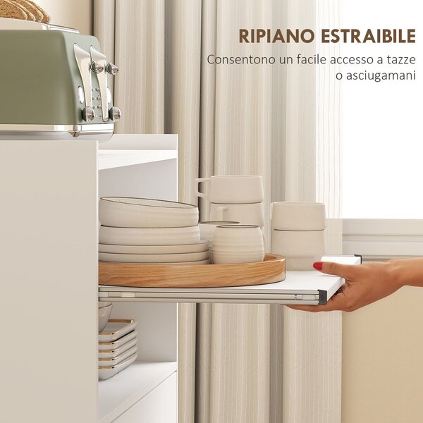 HOMCOM Mobile Microonde in Legno con Cassetto, Armadietto a 2 Ante e 2 Ripiani, 59x40x92 cm, Bianco | Aosom Italy