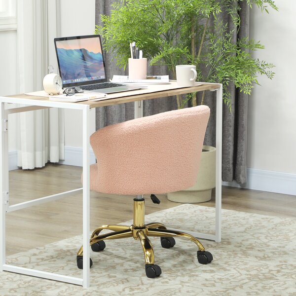 Vinsetto Poltrona da ufficio Ergonomica, Regolabile in altezza e con seduta girevole, Base in acciaio, 58x56x76cm, Rosa | Aosom Italy