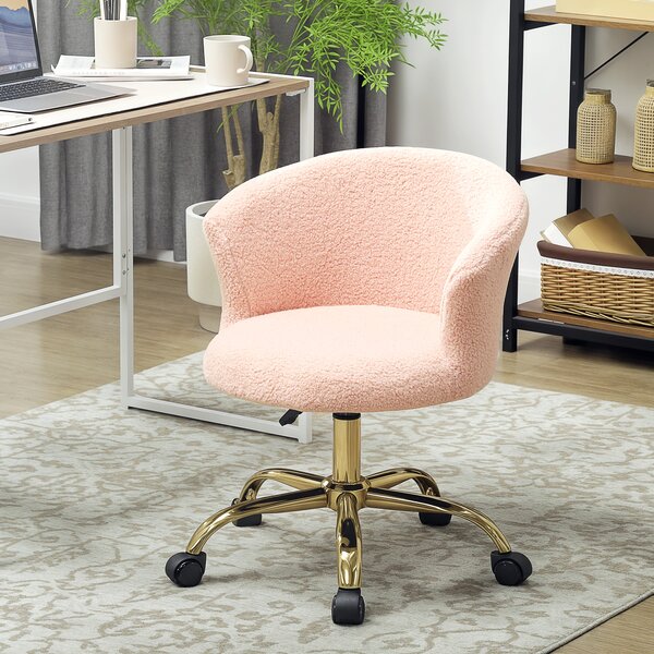 Vinsetto Poltrona da ufficio Ergonomica, Regolabile in altezza e con seduta girevole, Base in acciaio, 58x56x76cm, Rosa | Aosom Italy
