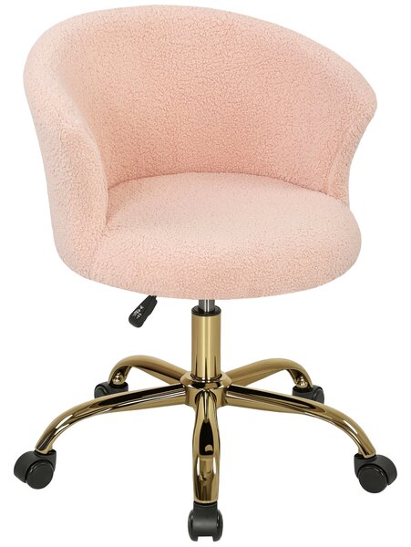 Vinsetto Poltrona da ufficio Ergonomica, Regolabile in altezza e con seduta girevole, Base in acciaio, 58x56x76cm, Rosa | Aosom Italy