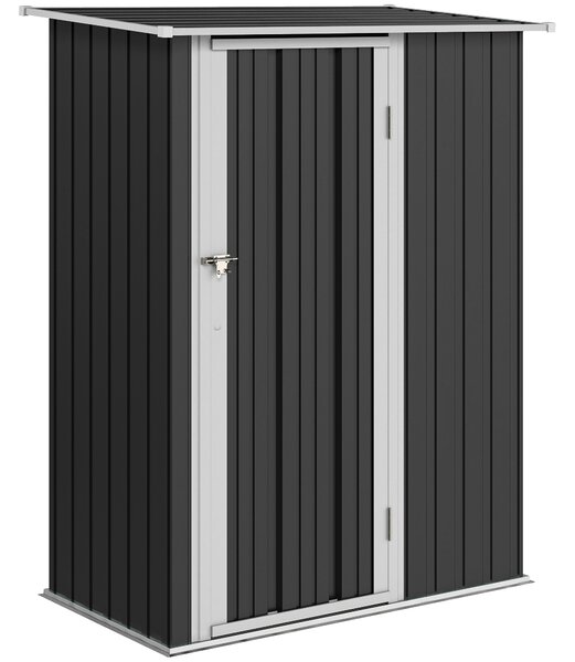Casetta Da Giardino Outsunny In Acciaio - Capanno Attrezzi Con Serratura 161x94x196 Cm Nero
