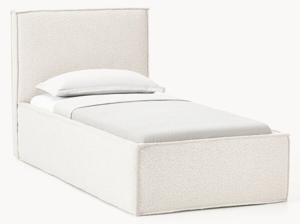 Letto singolo imbottito in bouclé con contenitore Dream