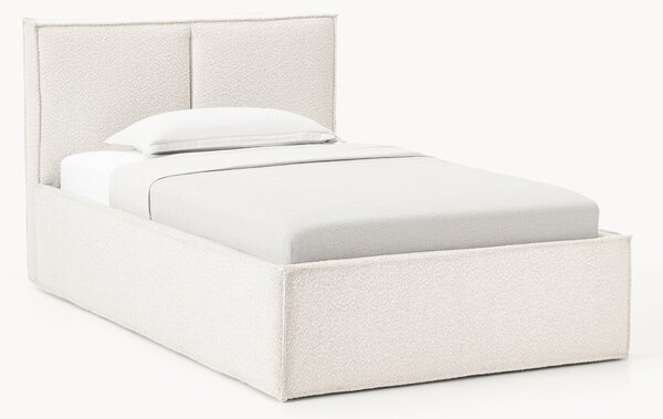 Letto singolo imbottito in bouclé con contenitore Dream