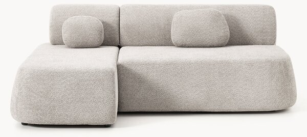 Divano letto angolare in teddy-bouclé con contenitore Pao