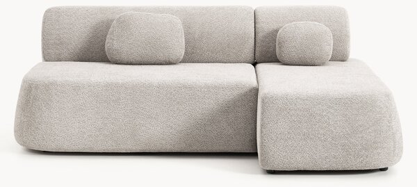 Divano letto angolare in teddy-bouclé con contenitore Pao