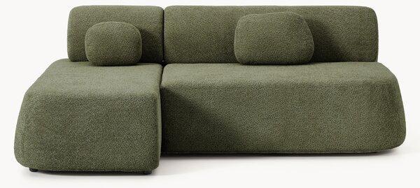 Divano angolare letto in teddy-bouclé con contenitore Pao