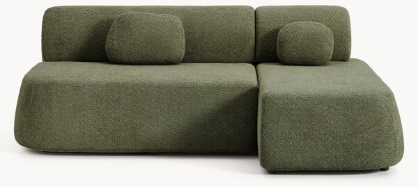 Divano angolare letto in teddy-bouclé con contenitore Pao