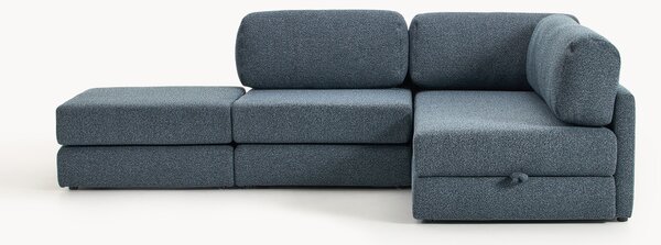Divano letto angolare in bouclé con contenitore Ladina