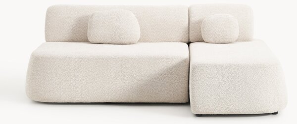 Divano letto angolare in teddy-bouclé con contenitore Pao
