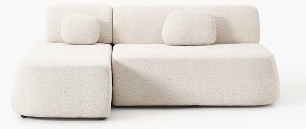 Divano letto angolare in teddy-bouclé con contenitore Pao