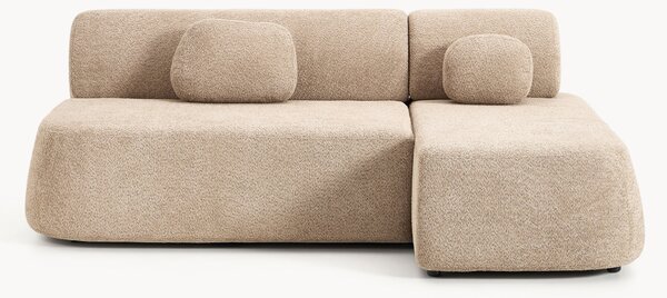 Divano letto angolare in teddy-bouclé con contenitore Pao