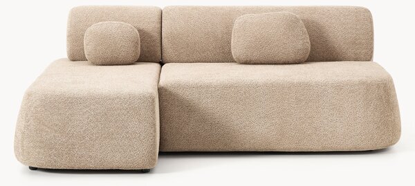 Divano letto angolare in teddy-bouclé con contenitore Pao